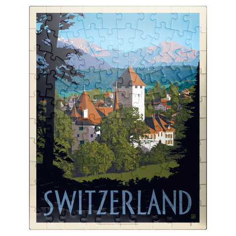puzzleplate Switzerland, Vintage Travel Poster 100 Jigsaw Puzzle