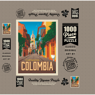 Colombia: Cartagena, Vintage Poster 1000 Jigsaw Puzzle box 3D Modell