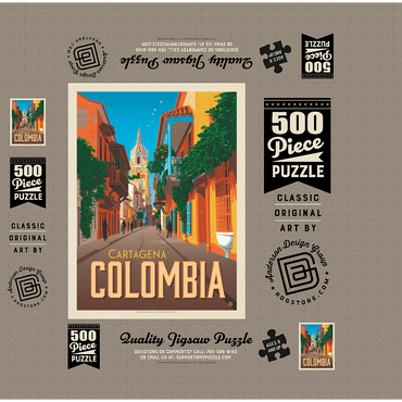 Colombia: Cartagena, Vintage Poster 500 Jigsaw Puzzle box 3D Modell