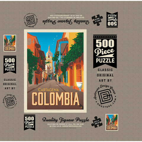 Colombia: Cartagena, Vintage Poster 500 Jigsaw Puzzle box 3D Modell