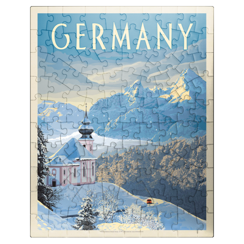 puzzleplate Germany: Bavarian Alps, Vintage Poster 100 Jigsaw Puzzle