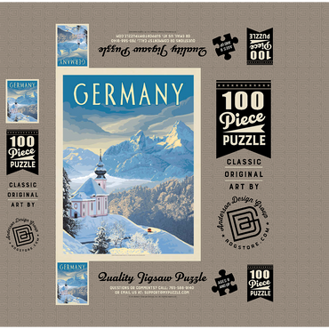 Germany: Bavarian Alps, Vintage Poster 100 Jigsaw Puzzle box 3D Modell