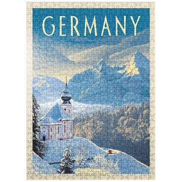 puzzleplate Germany: Bavarian Alps, Vintage Poster 500 Jigsaw Puzzle