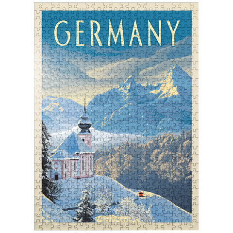 puzzleplate Germany: Bavarian Alps, Vintage Poster 500 Jigsaw Puzzle