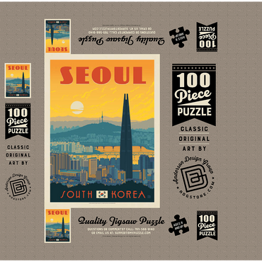 South Korea: Seoul, Vintage Poster 100 Jigsaw Puzzle box 3D Modell