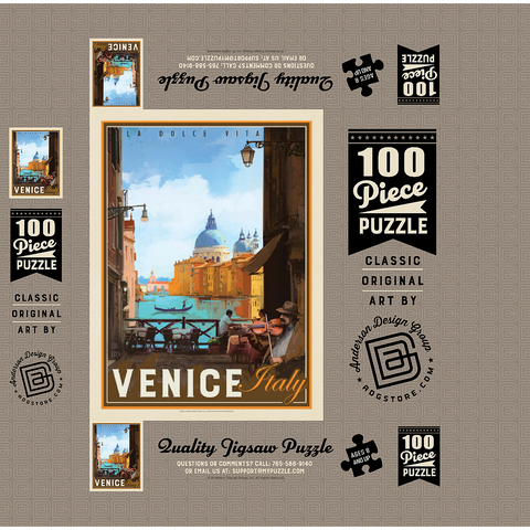 Italy, Venice: La Dolce Vita, Vintage Poster 100 Jigsaw Puzzle box 3D Modell
