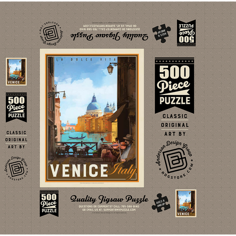 Italy, Venice: La Dolce Vita, Vintage Poster 500 Jigsaw Puzzle box 3D Modell