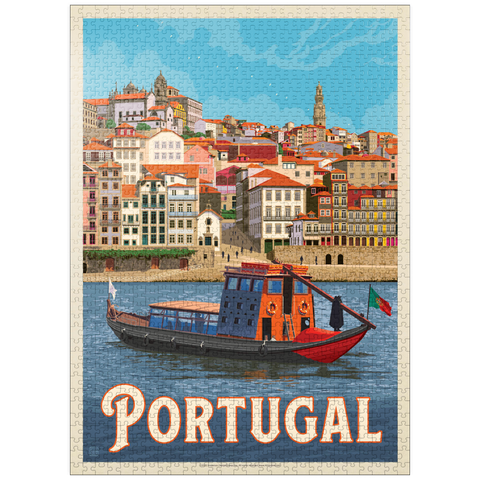 puzzleplate Portugal: Porto District, Vintage Poster 1000 Jigsaw Puzzle