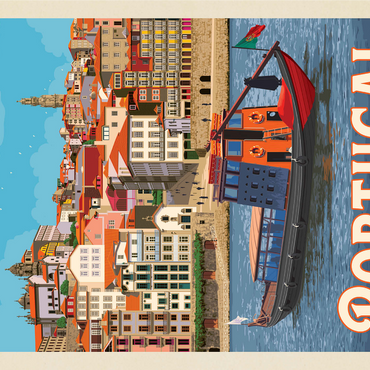 Portugal: Porto District, Vintage Poster 1000 Jigsaw Puzzle 3D Modell