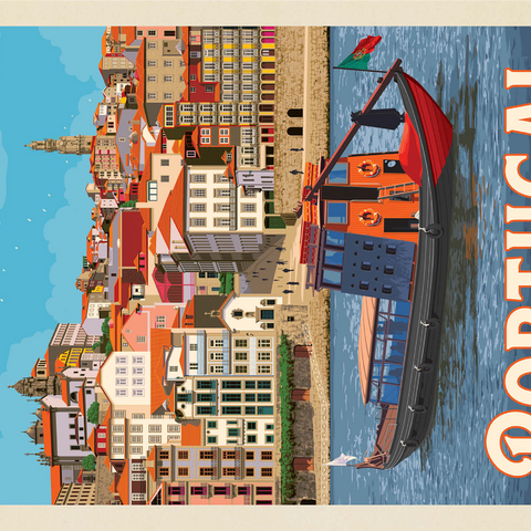 Portugal: Porto District, Vintage Poster 1000 Jigsaw Puzzle 3D Modell