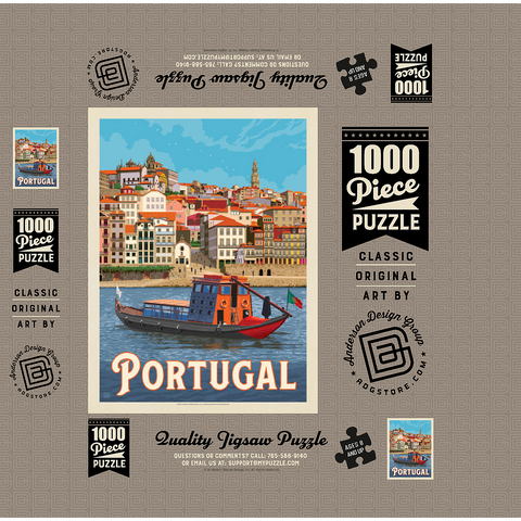 Portugal: Porto District, Vintage Poster 1000 Jigsaw Puzzle box 3D Modell