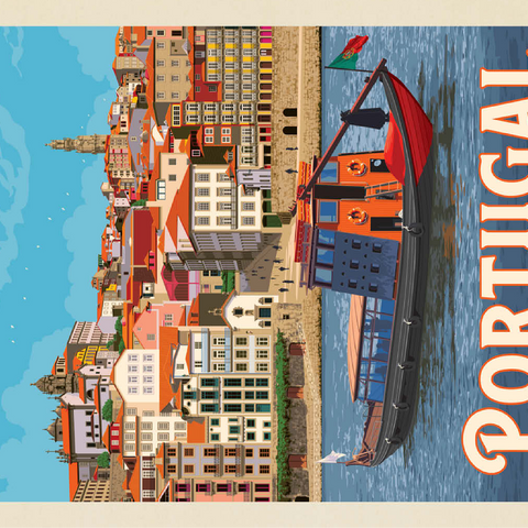 Portugal: Porto District, Vintage Poster 100 Jigsaw Puzzle 3D Modell