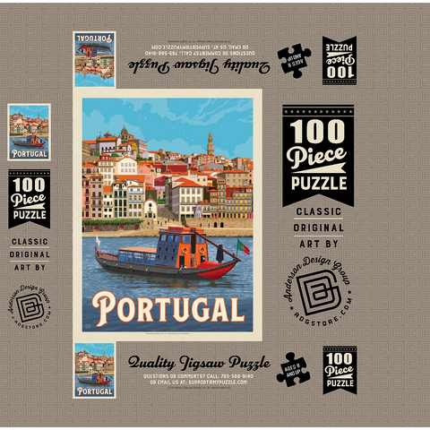 Portugal: Porto District, Vintage Poster 100 Jigsaw Puzzle box 3D Modell