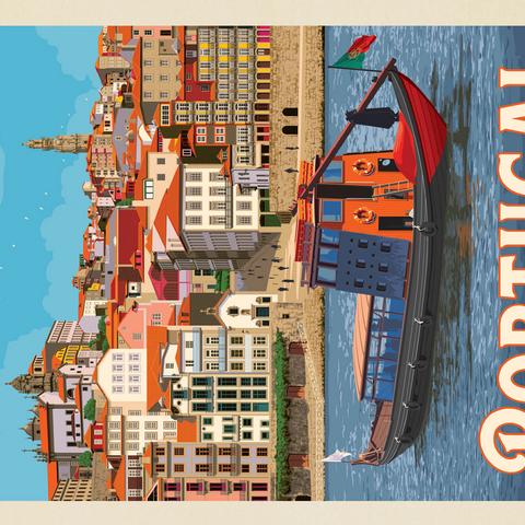 Portugal: Porto District, Vintage Poster 500 Jigsaw Puzzle 3D Modell