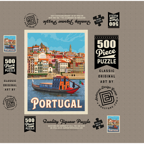 Portugal: Porto District, Vintage Poster 500 Jigsaw Puzzle box 3D Modell