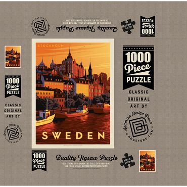 Sweden: Stockholm, Vintage Poster 1000 Jigsaw Puzzle box 3D Modell