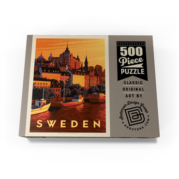 Sweden: Stockholm, Vintage Poster 500 Jigsaw Puzzle box view3