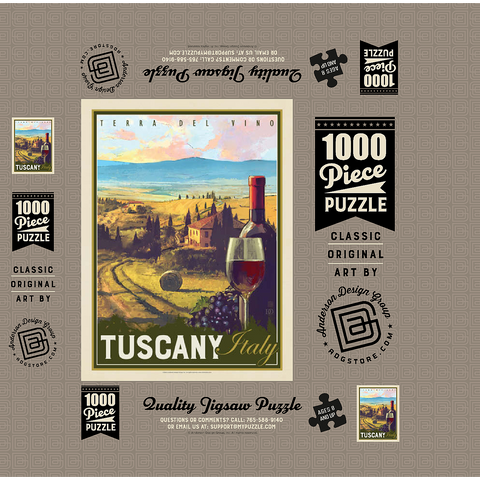 Italy, Tuscany: Terra Del Vino, Vintage Poster 1000 Jigsaw Puzzle box 3D Modell