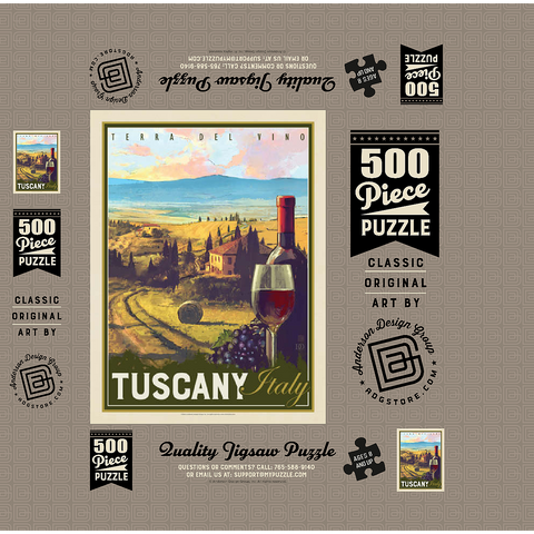 Italy, Tuscany: Terra Del Vino, Vintage Poster 500 Jigsaw Puzzle box 3D Modell