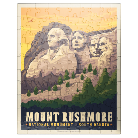 puzzleplate Mt Rushmore National Memorial: Side View, Vintage Poster 100 Jigsaw Puzzle