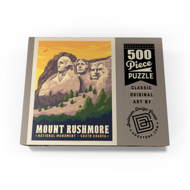 Mt Rushmore National Memorial: Side View, Vintage Poster 500 Jigsaw Puzzle box view3