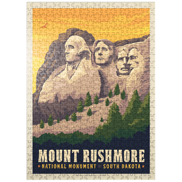 puzzleplate Mt Rushmore National Memorial: Side View, Vintage Poster 500 Jigsaw Puzzle