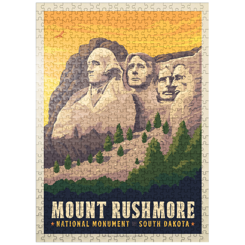 puzzleplate Mt Rushmore National Memorial: Side View, Vintage Poster 500 Jigsaw Puzzle