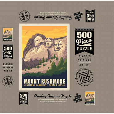 Mt Rushmore National Memorial: Side View, Vintage Poster 500 Jigsaw Puzzle box 3D Modell