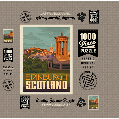 Scotland: Edinburgh, Vintage Poster 1000 Jigsaw Puzzle box 3D Modell