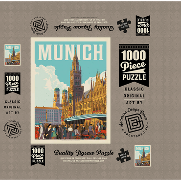 Germany: Munich, Vintage Poster 1000 Jigsaw Puzzle box 3D Modell