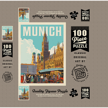 Germany: Munich, Vintage Poster 100 Jigsaw Puzzle box 3D Modell