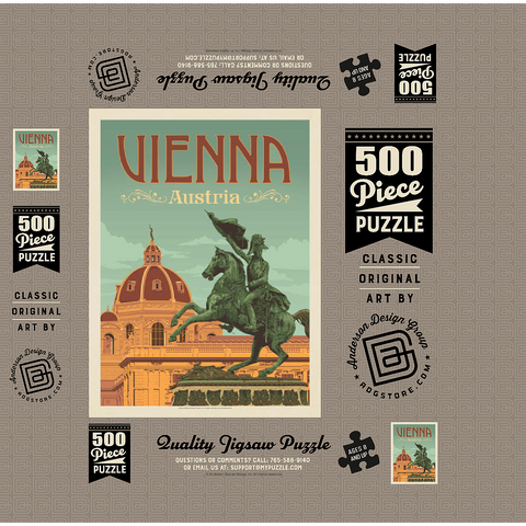 Austria: Vienna, Vintage Poster 500 Jigsaw Puzzle box 3D Modell