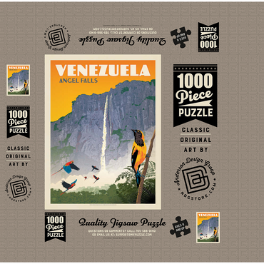 Venezuela: Angel Falls, Vintage Poster 1000 Jigsaw Puzzle box 3D Modell