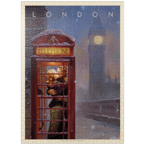 puzzleplate England: London Phone Booth, Vintage Poster 1000 Jigsaw Puzzle