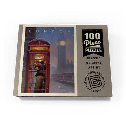 England: London Phone Booth, Vintage Poster 100 Jigsaw Puzzle box view3