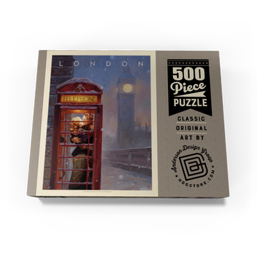England: London Phone Booth, Vintage Poster 500 Jigsaw Puzzle box view3
