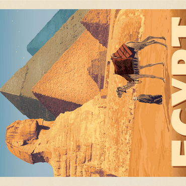 Egypt: Pyramids and the Great Sphinx, Vintage Poster 1000 Jigsaw Puzzle 3D Modell