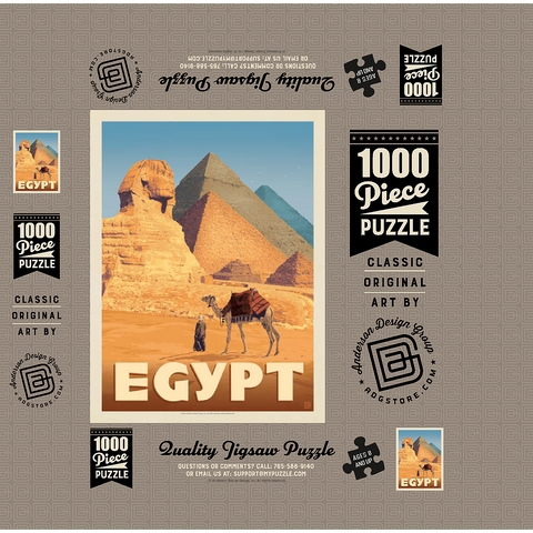 Egypt: Pyramids and the Great Sphinx, Vintage Poster 1000 Jigsaw Puzzle box 3D Modell