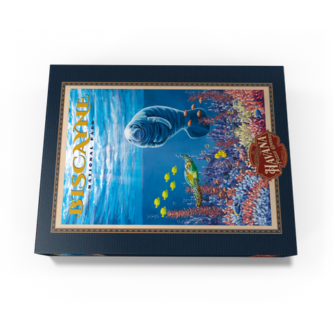 Biscayne National Park - Manatees Whispering Beneath, Vintage Travel Poster 300 Jigsaw Puzzle box view3