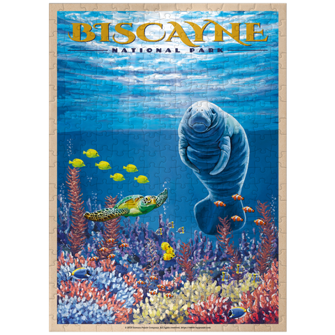 puzzleplate Biscayne National Park - Manatees Whispering Beneath, Vintage Travel Poster 300 Jigsaw Puzzle