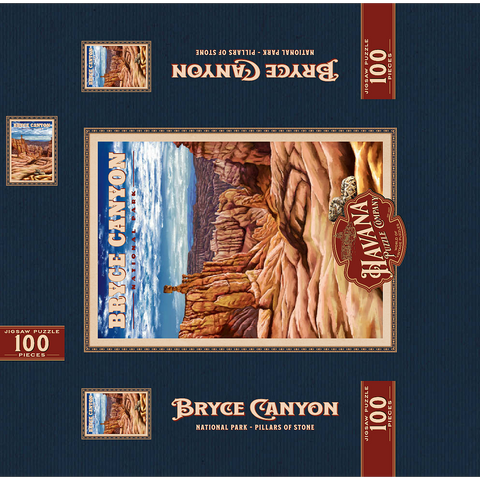 Bryce Canyon National Park - Pillars of Stone, Vintage Travel Poster 100 Jigsaw Puzzle box 3D Modell