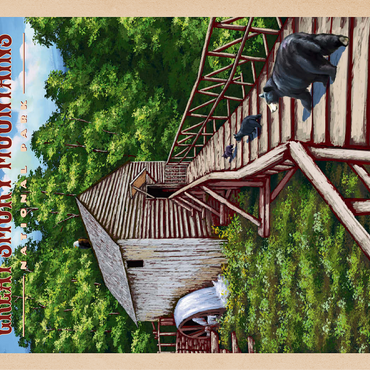 Great Smoky Mountains National Park - Enchanted Mill Among Smoky Highlands, Vintage Travel Poster 100 Jigsaw Puzzle 3D Modell