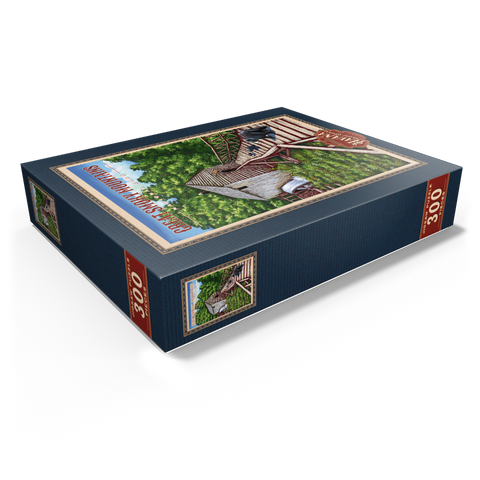 Great Smoky Mountains National Park - Enchanted Mill Among Smoky Highlands, Vintage Travel Poster 300 Jigsaw Puzzle box view1
