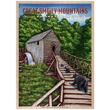 puzzleplate Great Smoky Mountains National Park - Enchanted Mill Among Smoky Highlands, Vintage Travel Poster 300 Jigsaw Puzzle