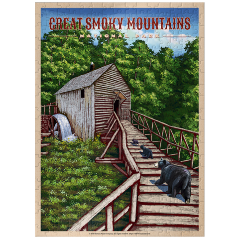 puzzleplate Great Smoky Mountains National Park - Enchanted Mill Among Smoky Highlands, Vintage Travel Poster 300 Jigsaw Puzzle