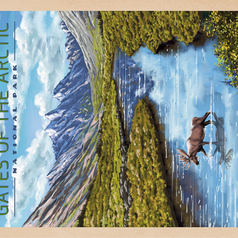 Gates of the Arctic National Park - The Arctic Whisper, Vintage Travel Poster 100 Jigsaw Puzzle 3D Modell