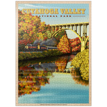 puzzleplate Cuyahoga Valley - Train Journey through Autumn, Vintage Travel Poster 1000 Jigsaw Puzzle