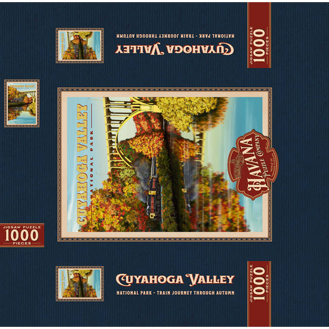 Cuyahoga Valley - Train Journey through Autumn, Vintage Travel Poster 1000 Jigsaw Puzzle box 3D Modell