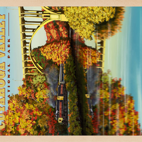 Cuyahoga Valley - Train Journey through Autumn, Vintage Travel Poster 100 Jigsaw Puzzle 3D Modell