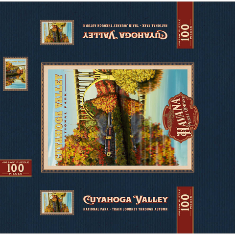 Cuyahoga Valley - Train Journey through Autumn, Vintage Travel Poster 100 Jigsaw Puzzle box 3D Modell
